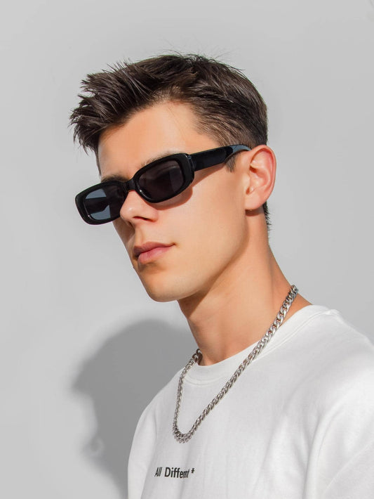 Retro Rectangle Sunglasses For Men and Women Premium With Metallic Lock