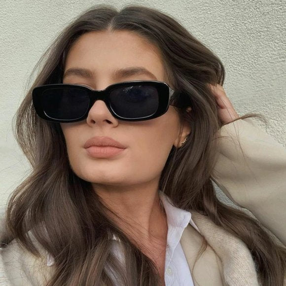 Retro Rectangle Sunglasses For Men and Women Premium With Metallic Lock