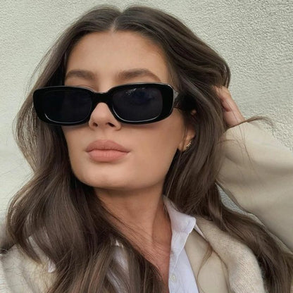 Retro Rectangle Sunglasses For Men and Women Premium With Metallic Lock