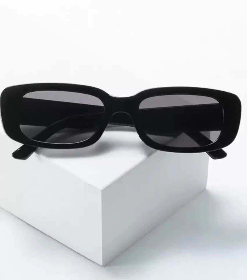 Retro Rectangle Sunglasses For Men and Women Premium With Metallic Lock