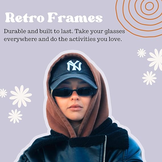 Retro Rectangle Sunglasses For Men and Women Premium With Metallic Lock