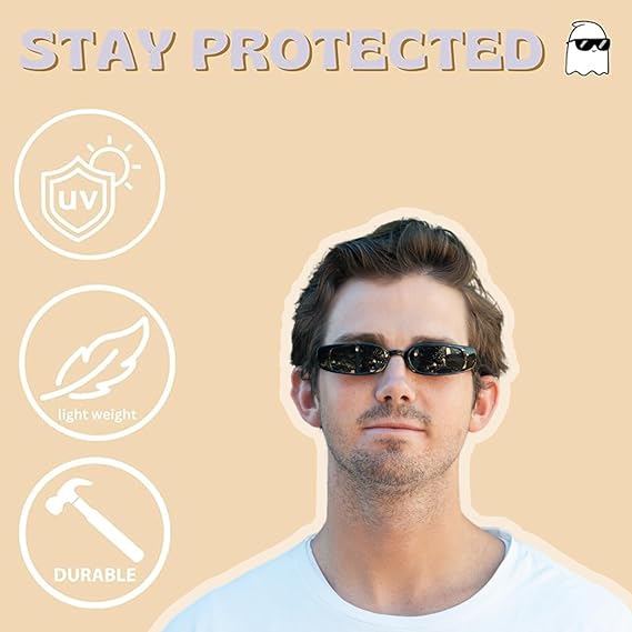 Retro Rectangle Sunglasses For Men and Women Premium With Metallic Lock